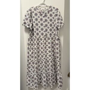 Loft Floral Maxi‎ Dress Floral Peasant Blue White Lined Size 10